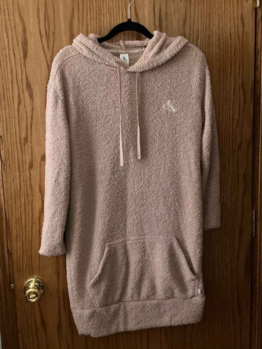 Calvin Klein Plush Soft Hoody Sweatshirt Loungewear Sleepwear with Pockets